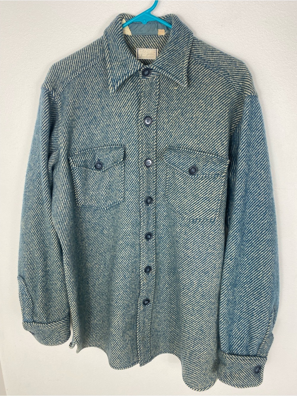 Vintage LL Bean 60’s Northwoods Herringbone Shirt Mens Large Tall 100% Wool